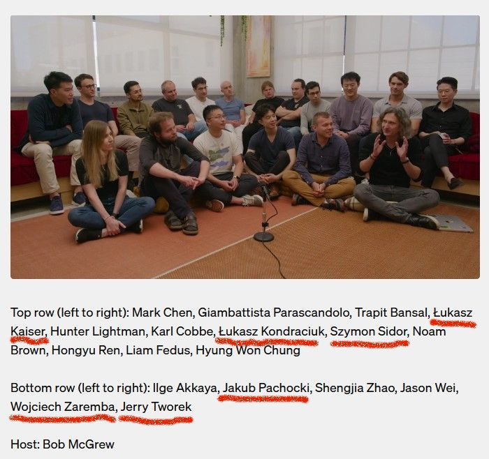 OpenAI team working on o1 models. Poles marked with red underline. Source: OpenAI.